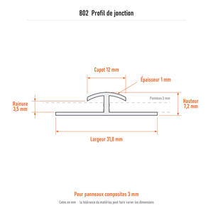 PROFILÉ DE JONCTION EN ALUMINIUM BRUTE