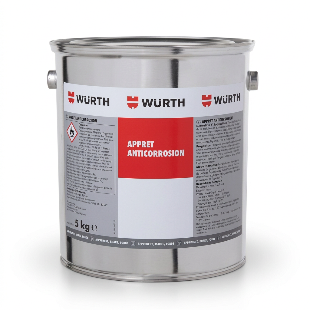 Apprêt anti-corrosion mono composant pour métal gris blanc Würth 5kg